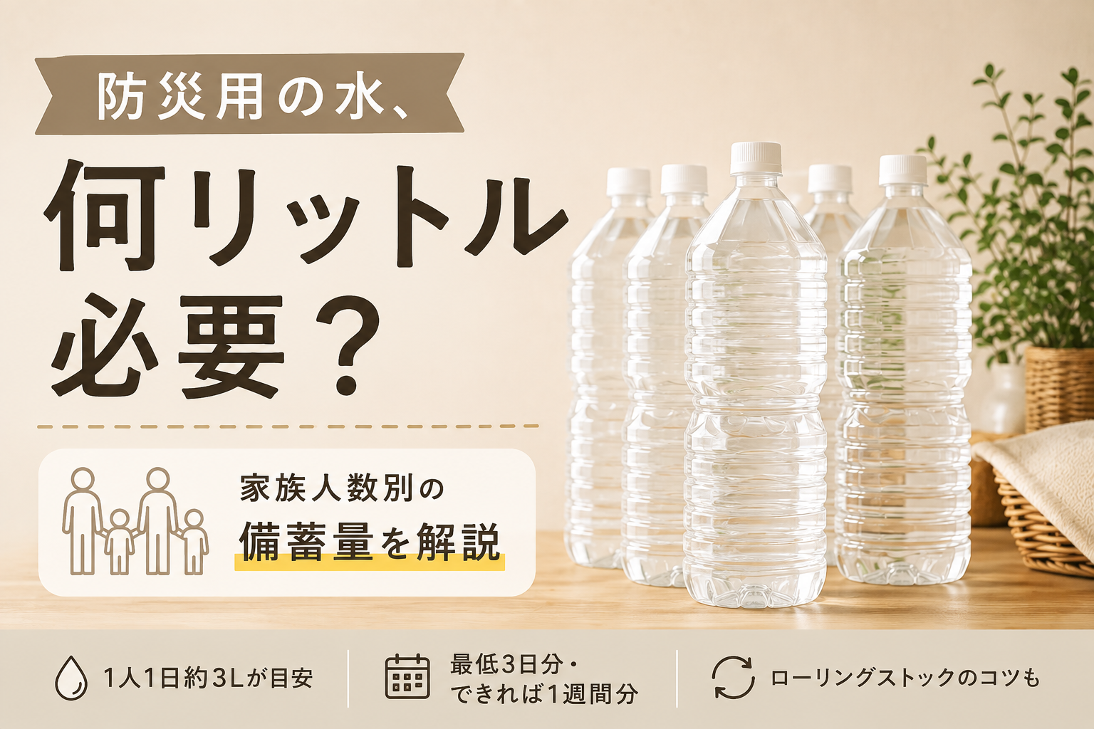 防災用の水は何リットル必要?のメイン画像です