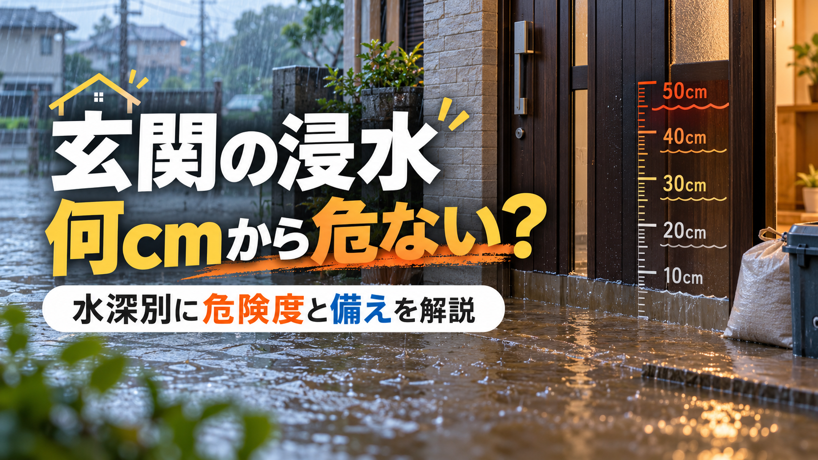 玄関の浸水は何cmから危ない？水深別の危険度と対策を防災士が解説のイメージ