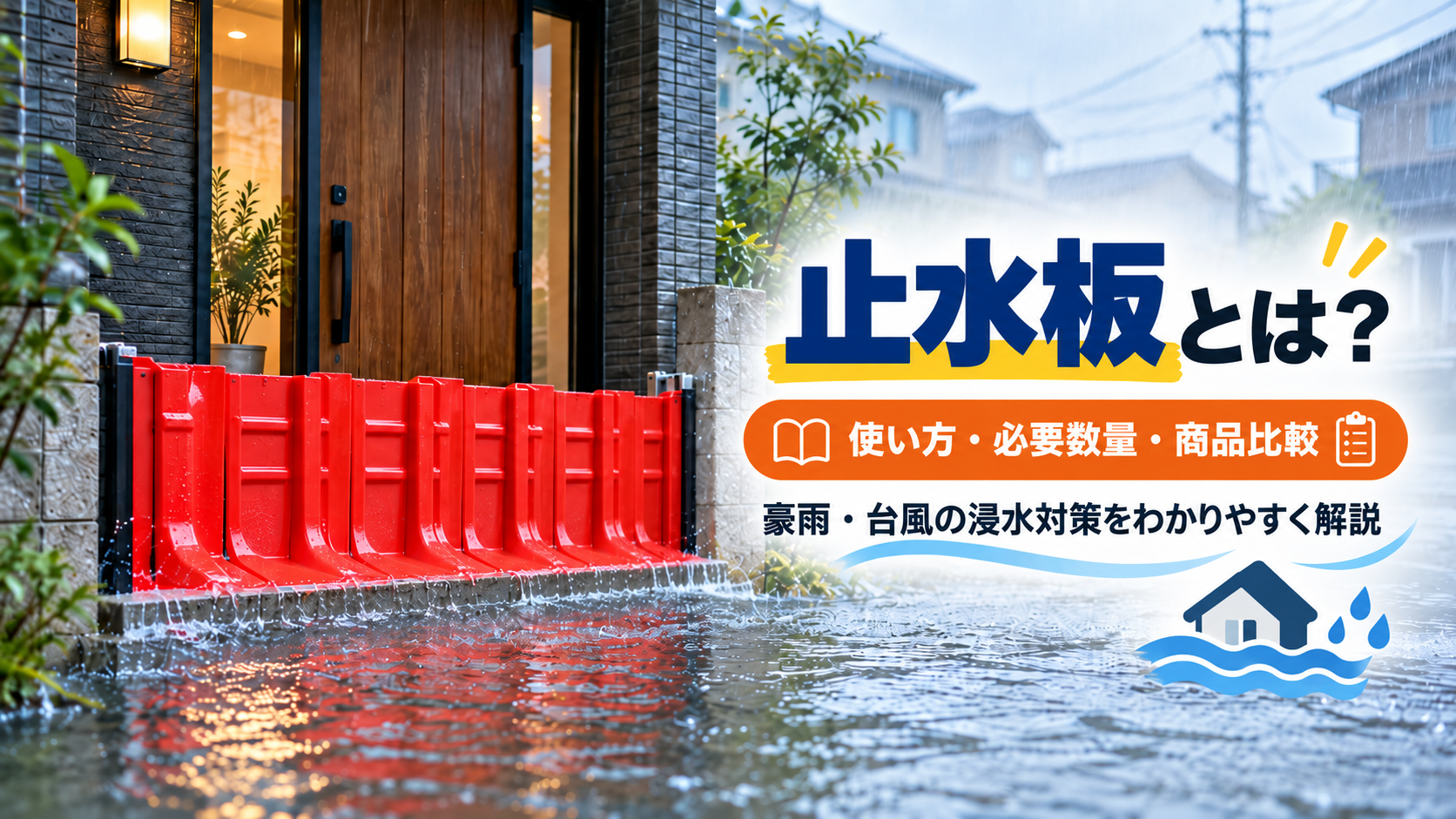 玄関の浸水を防ぐ止水板の使い方と必要枚数を解説するイメージ