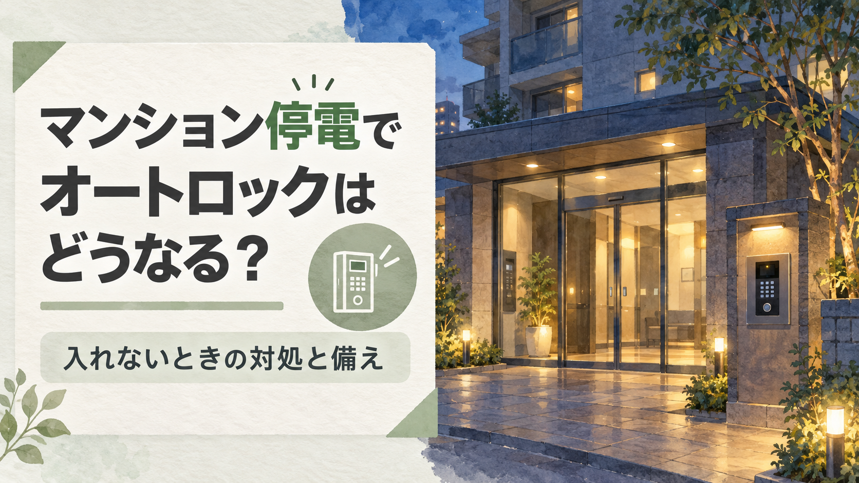 マンションが停電したときのオートロックの状態と入れない場合の対処法のイメージ
