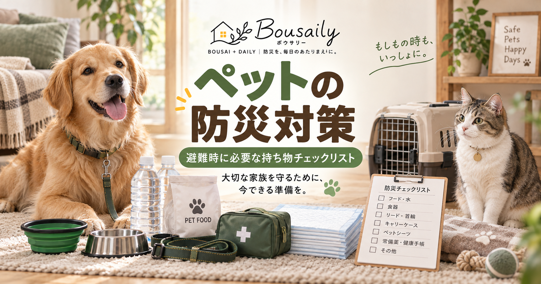 ペットの防災対策と避難時に必要な持ち物チェックリスト