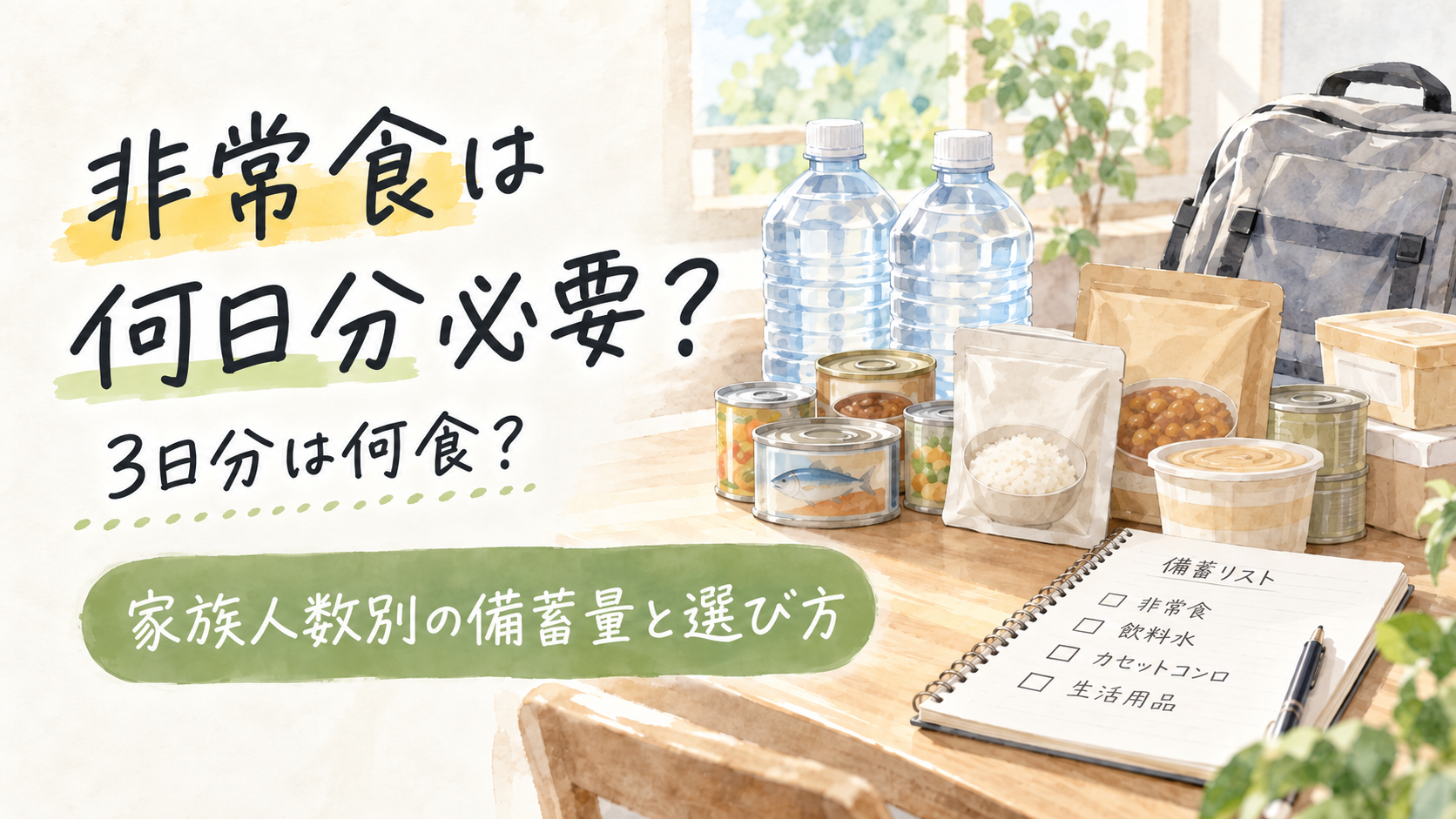 非常食は何日分必要か3日分と1週間分の備蓄量を家族人数別に解説